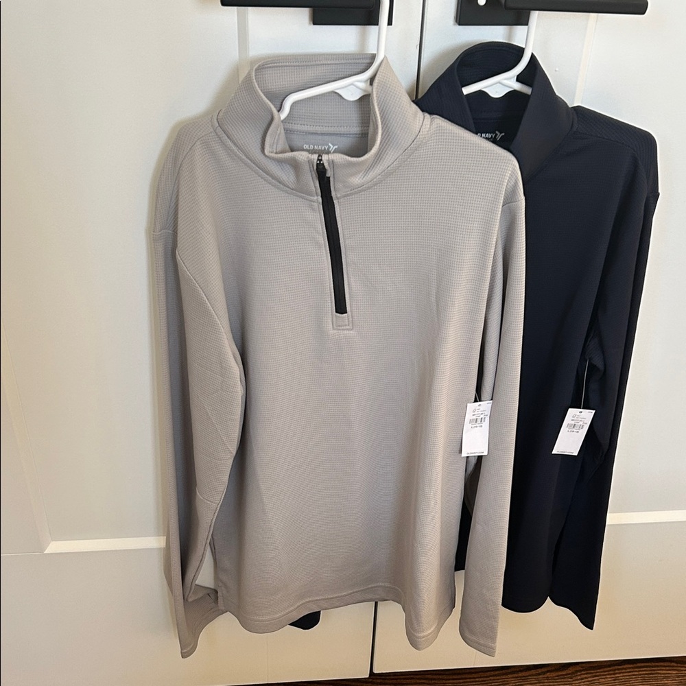 NWT Boys Gray and Navy Zip Pullovers Size 10-12 - Set of 2